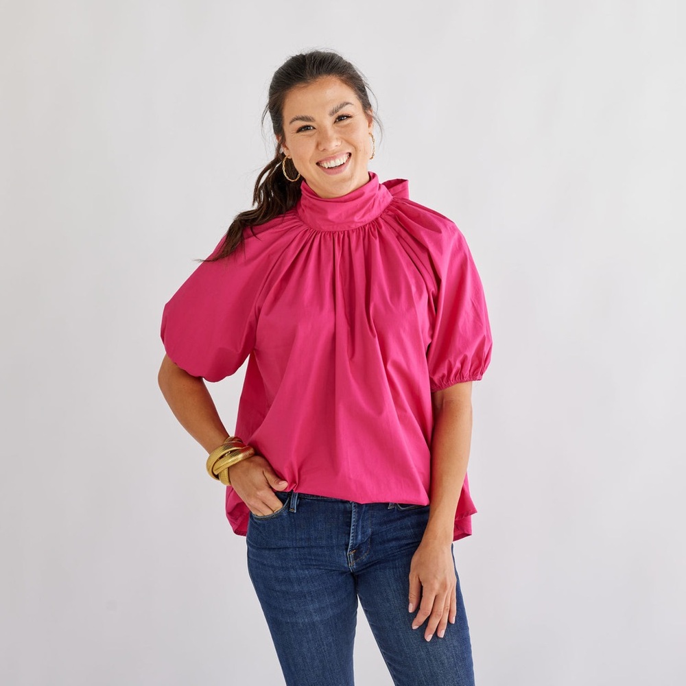 Caryn Lawn Ryan Bow Top Fuchsia